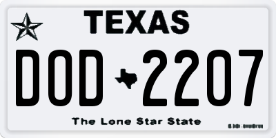 TX license plate DOD2207