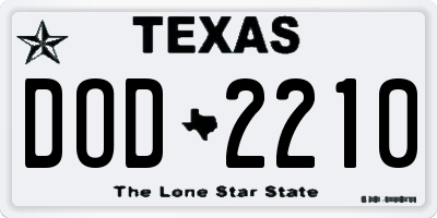 TX license plate DOD2210