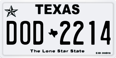 TX license plate DOD2214