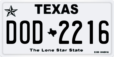 TX license plate DOD2216