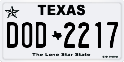 TX license plate DOD2217