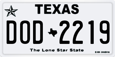 TX license plate DOD2219