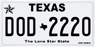 TX license plate DOD2220