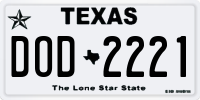 TX license plate DOD2221