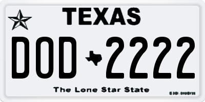 TX license plate DOD2222