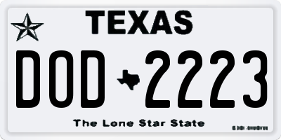 TX license plate DOD2223