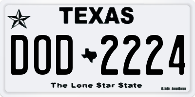 TX license plate DOD2224