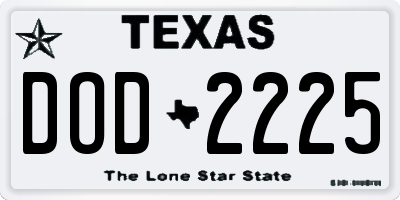 TX license plate DOD2225