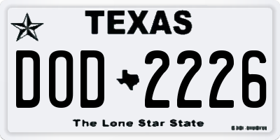 TX license plate DOD2226