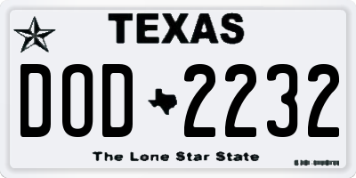TX license plate DOD2232