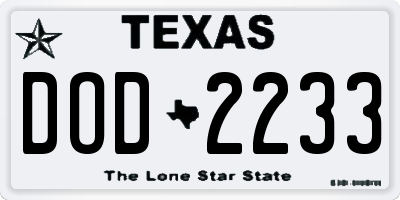 TX license plate DOD2233