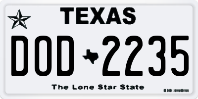 TX license plate DOD2235