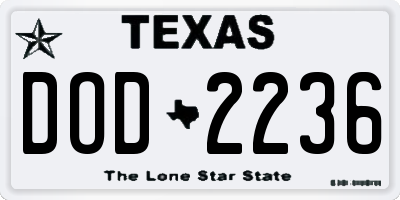 TX license plate DOD2236