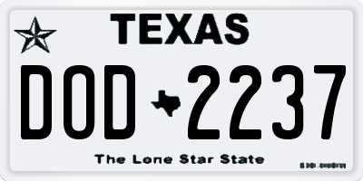 TX license plate DOD2237