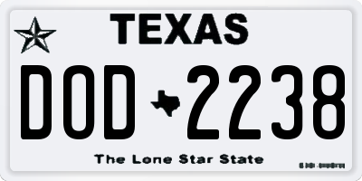 TX license plate DOD2238