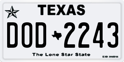 TX license plate DOD2243