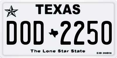 TX license plate DOD2250