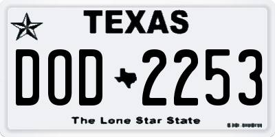 TX license plate DOD2253