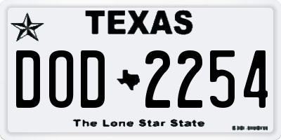 TX license plate DOD2254