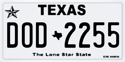 TX license plate DOD2255