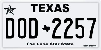 TX license plate DOD2257