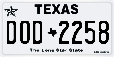 TX license plate DOD2258