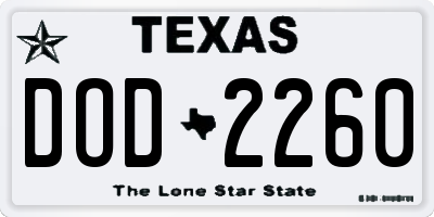 TX license plate DOD2260