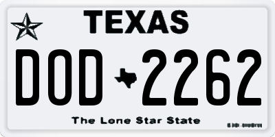TX license plate DOD2262