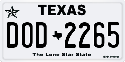 TX license plate DOD2265
