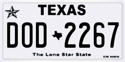 TX license plate DOD2267