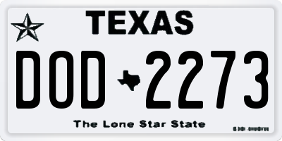 TX license plate DOD2273