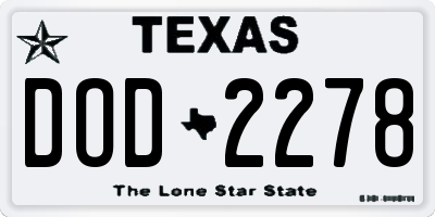 TX license plate DOD2278