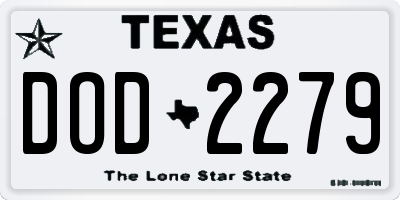 TX license plate DOD2279