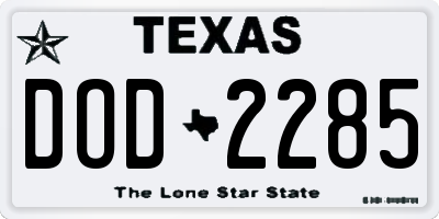 TX license plate DOD2285