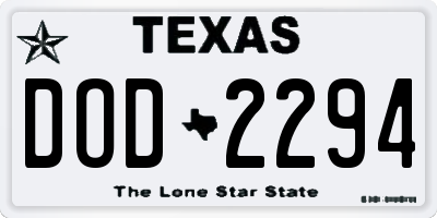 TX license plate DOD2294