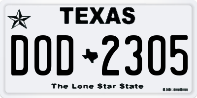 TX license plate DOD2305
