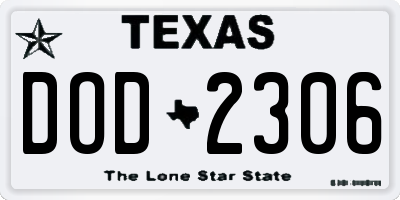 TX license plate DOD2306