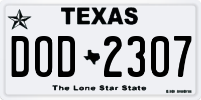 TX license plate DOD2307