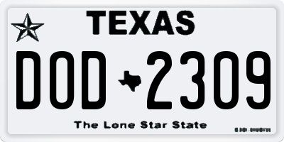 TX license plate DOD2309