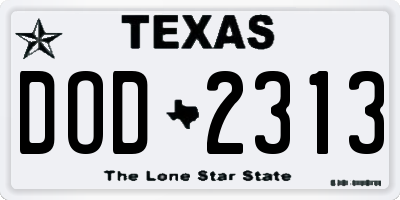 TX license plate DOD2313