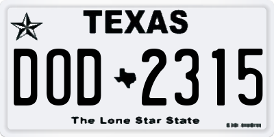 TX license plate DOD2315