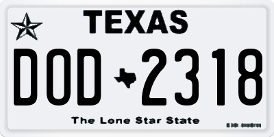 TX license plate DOD2318