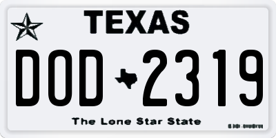 TX license plate DOD2319
