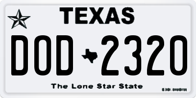 TX license plate DOD2320