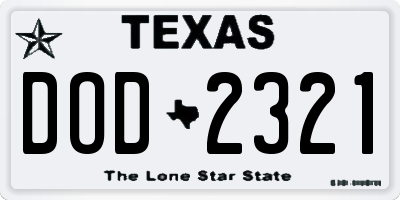 TX license plate DOD2321