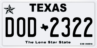 TX license plate DOD2322