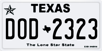 TX license plate DOD2323