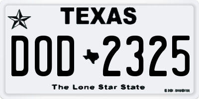 TX license plate DOD2325