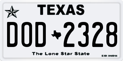 TX license plate DOD2328