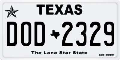 TX license plate DOD2329